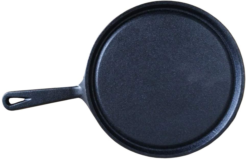 HAWOK 9.5 Inch Cast Iron Griddle. Pre-seasoned Comal Round Pan Perfect for  Pancakes, Pizzas, and Quesadillas.,cast iron skillet